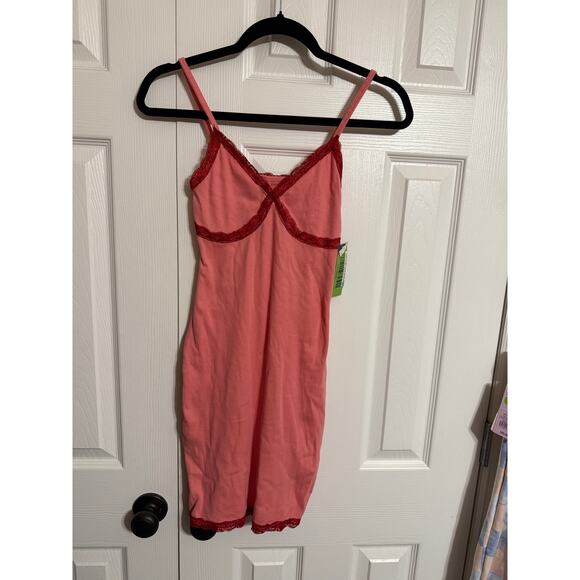 Size XS Women's Sleeveless Lace Trim Knit Bodycon Dress - Wild Fable Coral Pink - Picture 2 of 7